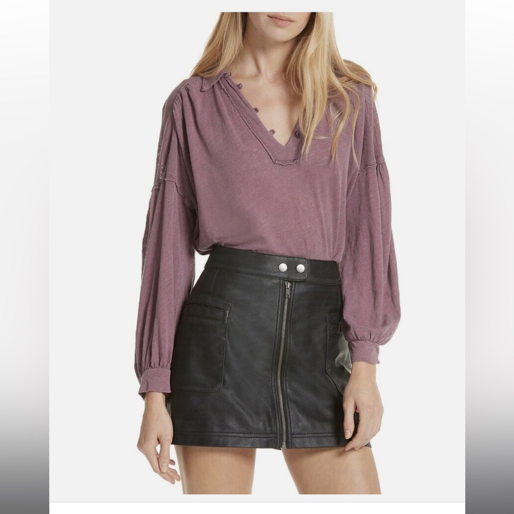 NWT Free People Womens medium Rush Hour Mulberry Purple Long Sleeve Top Boho